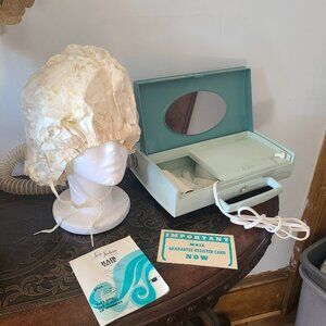 1967 VTG Lady Sunbeam Vista Hair Dryer Bonnet With Curler Attachment